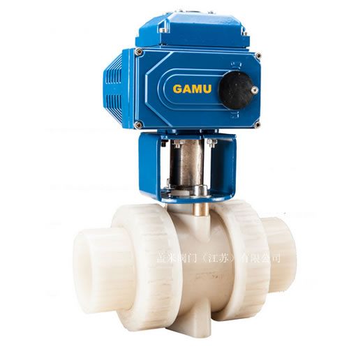 PVDF电动双由令球阀图片