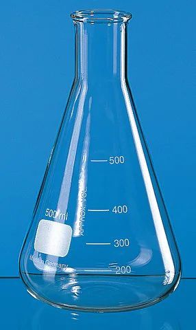 BRAND<sup>?</sup> Erlenmeyer flask with beaded rim and graduation, narrow mouth
